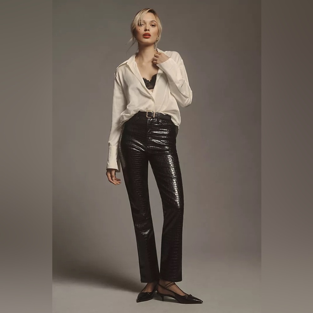 Good American Classic Snakeskin High-Rise Pants NWT